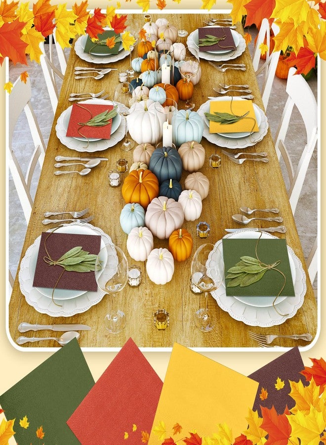 Weekgrat 120 Pcs Fall Paper Napkins Thanksgiving Autumn 6.5 x 6.5 Inch Dinner Napkins Orange Yellow Napkins Disposable for Fall Harvest Party Supplies Xmas Dinner Napkins Decorations - Image 4